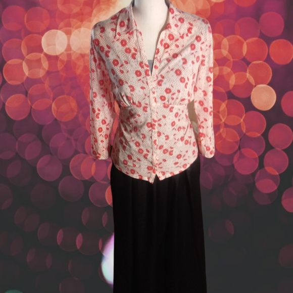 Vintage 90's i.e. Deep V-neck Button Down Empirewaist 3\4 Sleeve Blouse - Picture 12 of 12